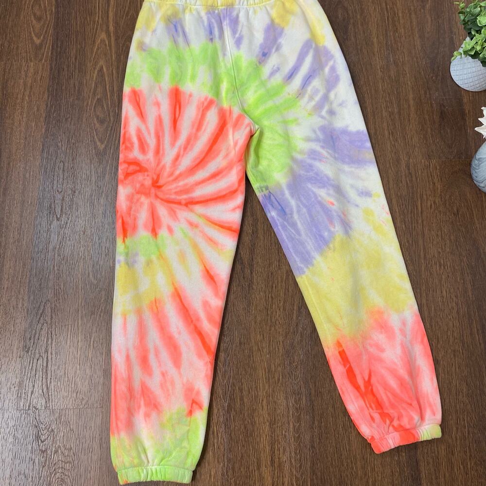 Re/Done x Hanes 2 Piece Raglan Neon Tie Dye Spiral Sweatshirt & Sweatpants M NEW - Picture 14 of 16